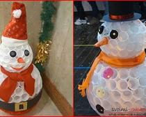 Мастер-класс по созданию новогодней поделки: снеговик из пластиковых стаканчиков