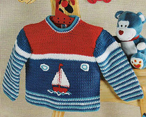 Вязаный пуловер крючком для будущего морячка