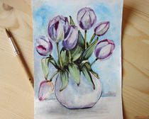 Как нарисовать цветы: тюльпаны акварелью