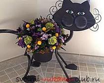 Цветочная композиция "Черный кот"