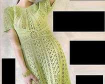 Изысканное вязаное платье оливкового цвета