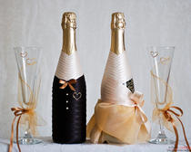 Свадебный декупаж бутылок с шампанским