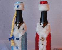 Декупаж бутылки в стиле Снегурочки - оформление новогодней бутылки и урок