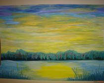 Рисунок гуашью: Зимнее озеро