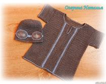 Детская одежда крючком: рубашка филейной сеткой