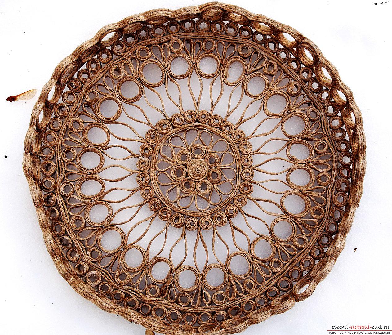 Декоративная тарелка из джутового шпагата