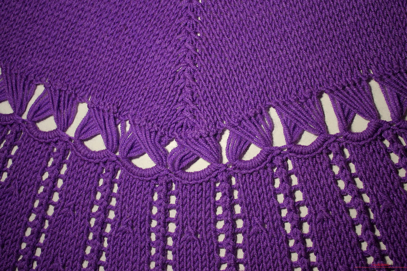 Вязание спицами: Пончо фиолетовый шик