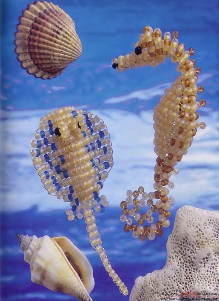 Бесплатные схемы плетения разных рыбок и морского конька из бисера