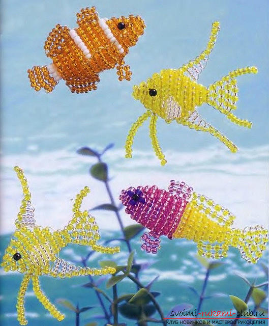Бесплатные схемы плетения разных рыбок и морского конька из бисера