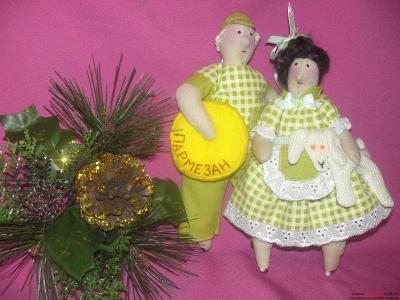 Текстильные куклы: тильды - семейная пара