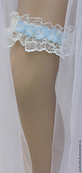 Подвязка для невесты Гортензия. Одежда и аксессуары - ручной работы. Фото 2
