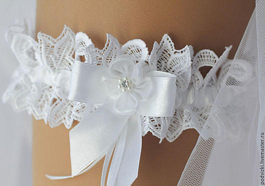 Подвязка для невесты Белоснежка. Одежда и аксессуары - ручной работы. Фото 5