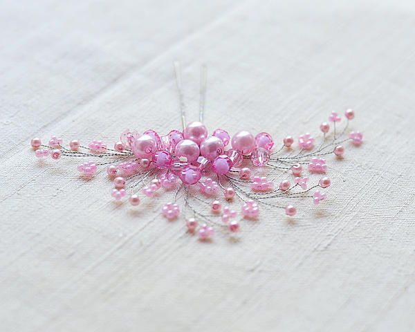 Шпилька "Розовый сон". Свадебные украшения - ручной работы. Фото 5