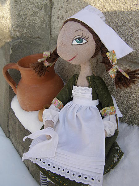 Текстильная  кукла Маленькая Молочница. Куклы тыквоголовки - ручной работы. Фото 2