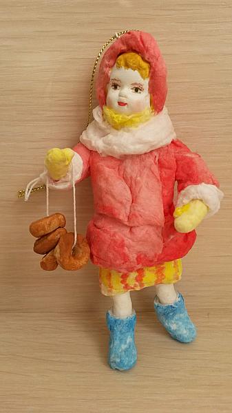 Ватная ёлочная игрушка Девочка с баранками. Новый год 2015 - ручной работы. Фото 5