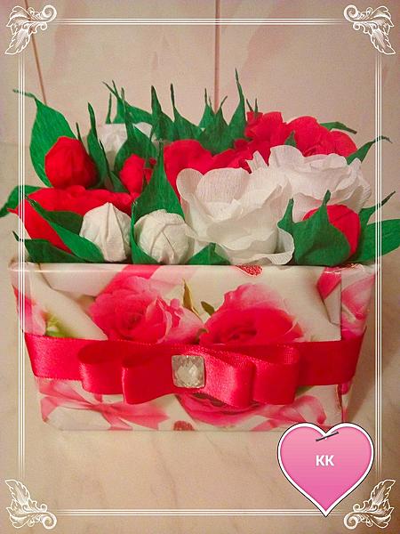 Коробочка с цветами "Розы". Интерьерные композиции - ручной работы. Фото 2