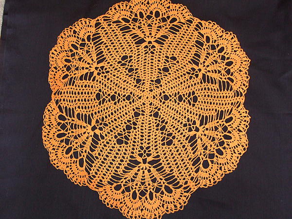 Салфетка оранжевая ажурная. Текстиль, ковры - ручной работы. Фото 4