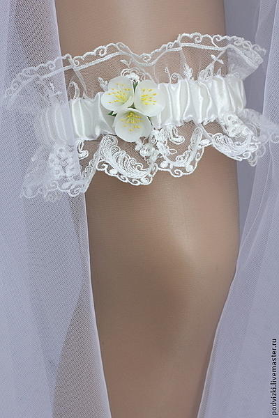 Подвязка для невесты Жасмин. Одежда и аксессуары - ручной работы. Фото 2