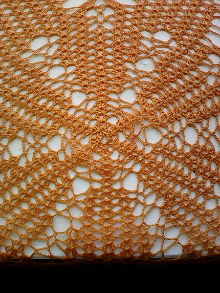 Салфетка оранжевая ажурная. Текстиль, ковры - ручной работы. Фото 3