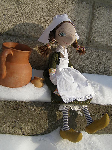 Текстильная  кукла Маленькая Молочница. Куклы тыквоголовки - ручной работы.