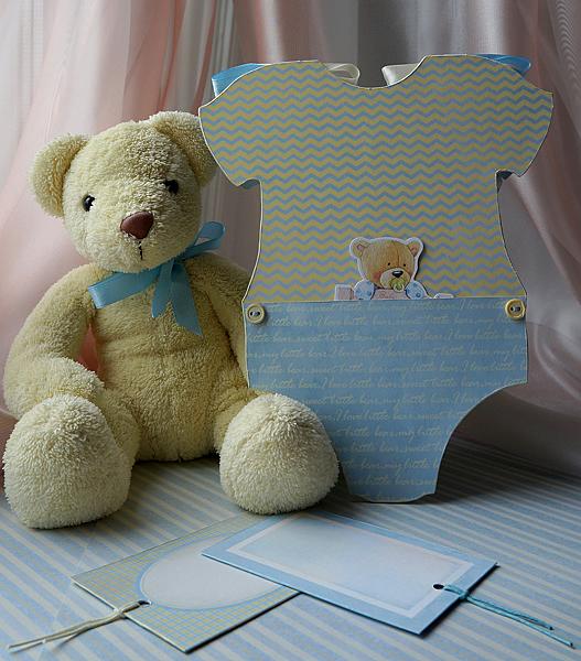 Открытка-бодик ручной работы "Little Bear". Детские открытки - ручной работы. Фото 5