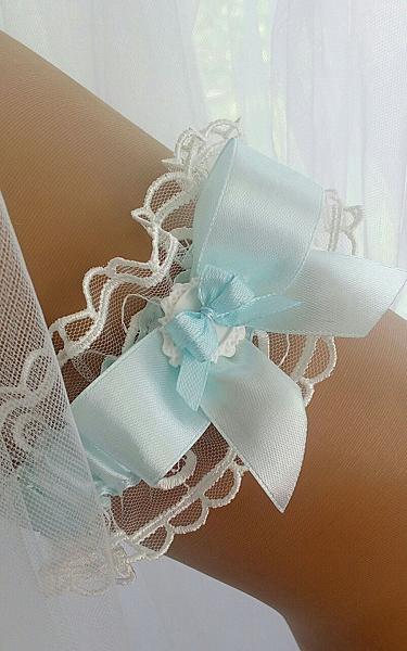 Подвязка для невесты Голубая. Одежда и аксессуары - ручной работы. Фото 5