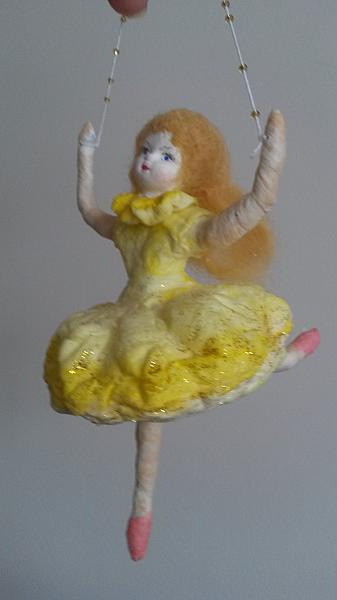 Балерина, ватная ёлочная игрушка. Новый год 2015 - ручной работы.