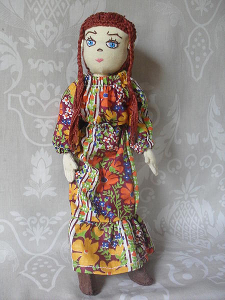 текстильная куколка с тремя комплектами одежды. Куклы тыквоголовки - ручной работы. Фото 3