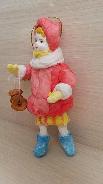 Ватная ёлочная игрушка Девочка с баранками. Новый год 2015 - ручной работы. Фото 2