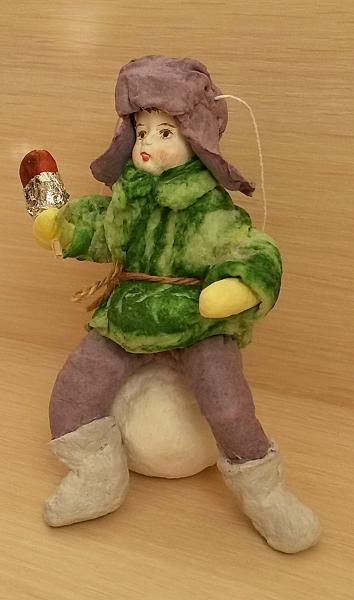 Ватная ёлочная игрушка Мальчик с эскимо. Новый год 2015 - ручной работы. Фото 3