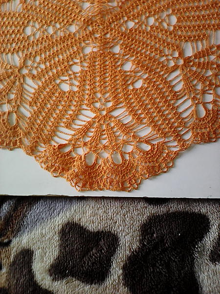 Салфетка оранжевая ажурная. Текстиль, ковры - ручной работы. Фото 2