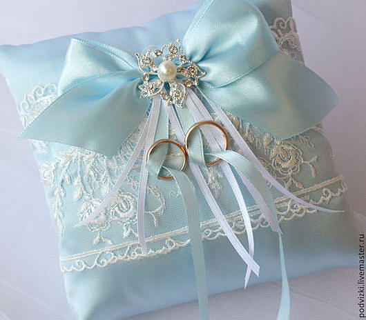 Подушечка для колец(для загса)"Bleu l etoile". Свадебные аксессуары - ручной работы. Фото 4