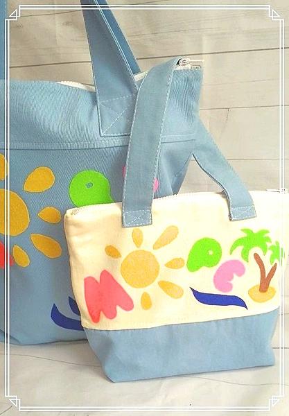 Пляжная сумка для мамы и дочки. Женские сумки - ручной работы.