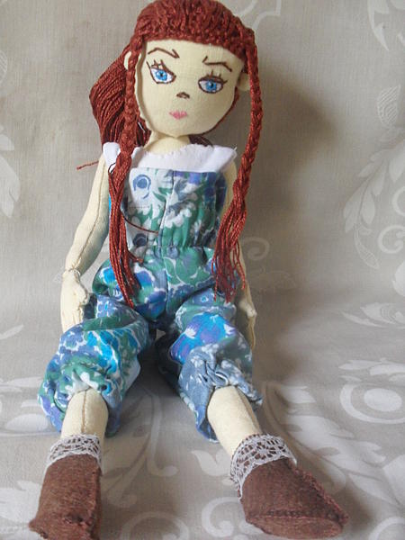 текстильная куколка с тремя комплектами одежды. Куклы тыквоголовки - ручной работы. Фото 2