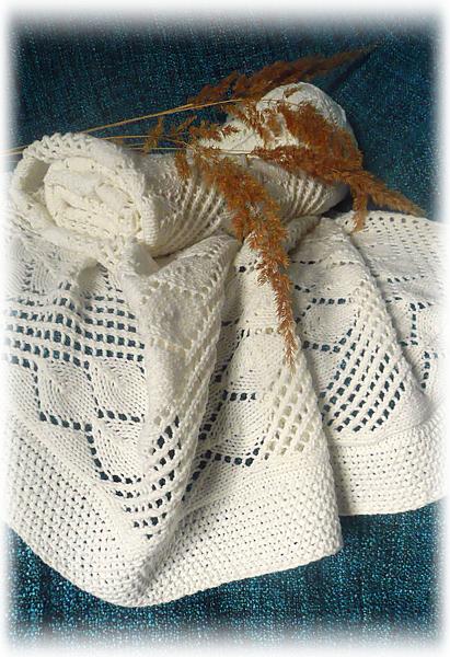 Белый ажурный плед. Текстиль, ковры - ручной работы. Фото 4