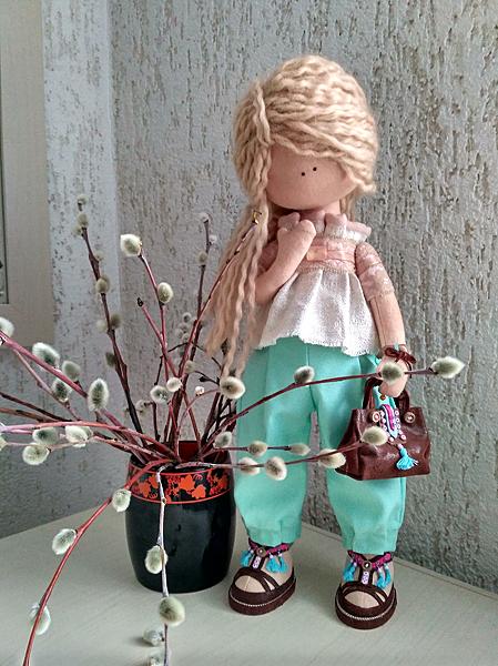 текстильная  интерьерная кукла ручной работы. Коллекционные куклы - ручной работы. Фото 2