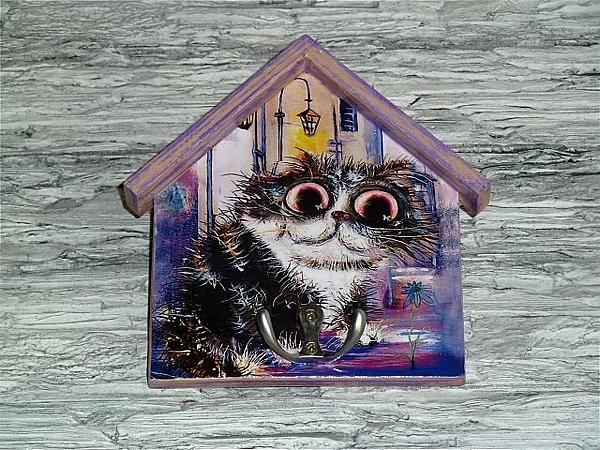 Ключница-домик "Питерские коты". Прихожая - ручной работы. Фото 5