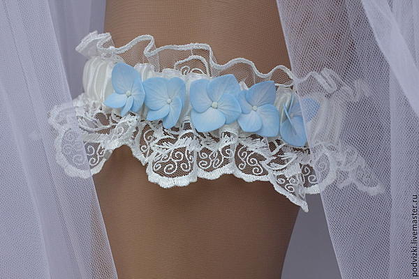 Подвязка для невесты Гортензия. Одежда и аксессуары - ручной работы. Фото 4