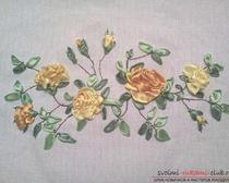 Вышивка лентами: розы для мамы