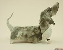 Схемы сложения фигурок собак в технике оригами