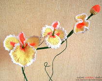Вязание крючком цветов и листьев: орхидея