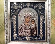 Вышивка бисером иконы с ликом Богородицы Казанской