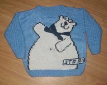 Вязание для детей:Пуловер спицами с рисунком "Мишка на севере"