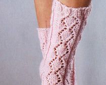 Мастер-класс по вязанию спицами женских ажурных носков розового цвета