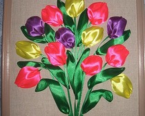 Вышиваем оригинальные тюльпаны лентами