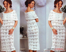 Вяжем спицами модное белое платье