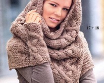 Вязаный комплект: шарф-хомут и напульсники
