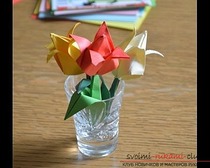 Простой тюльпан оригами из бумаги