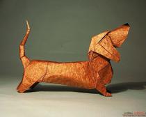 Объемная фигура собаки в технике оригами