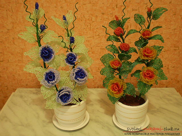 Комнатные цветы из бисера